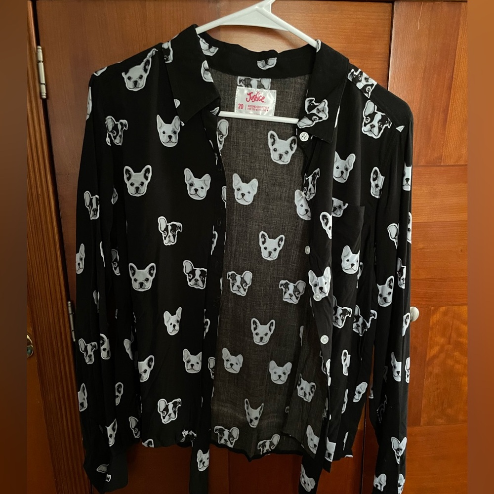 Justice Dog button up shirt Size 20